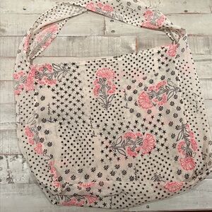 Free People Floral Patterned Tote Bag - Pink and Black shopper bag reuseable GUC